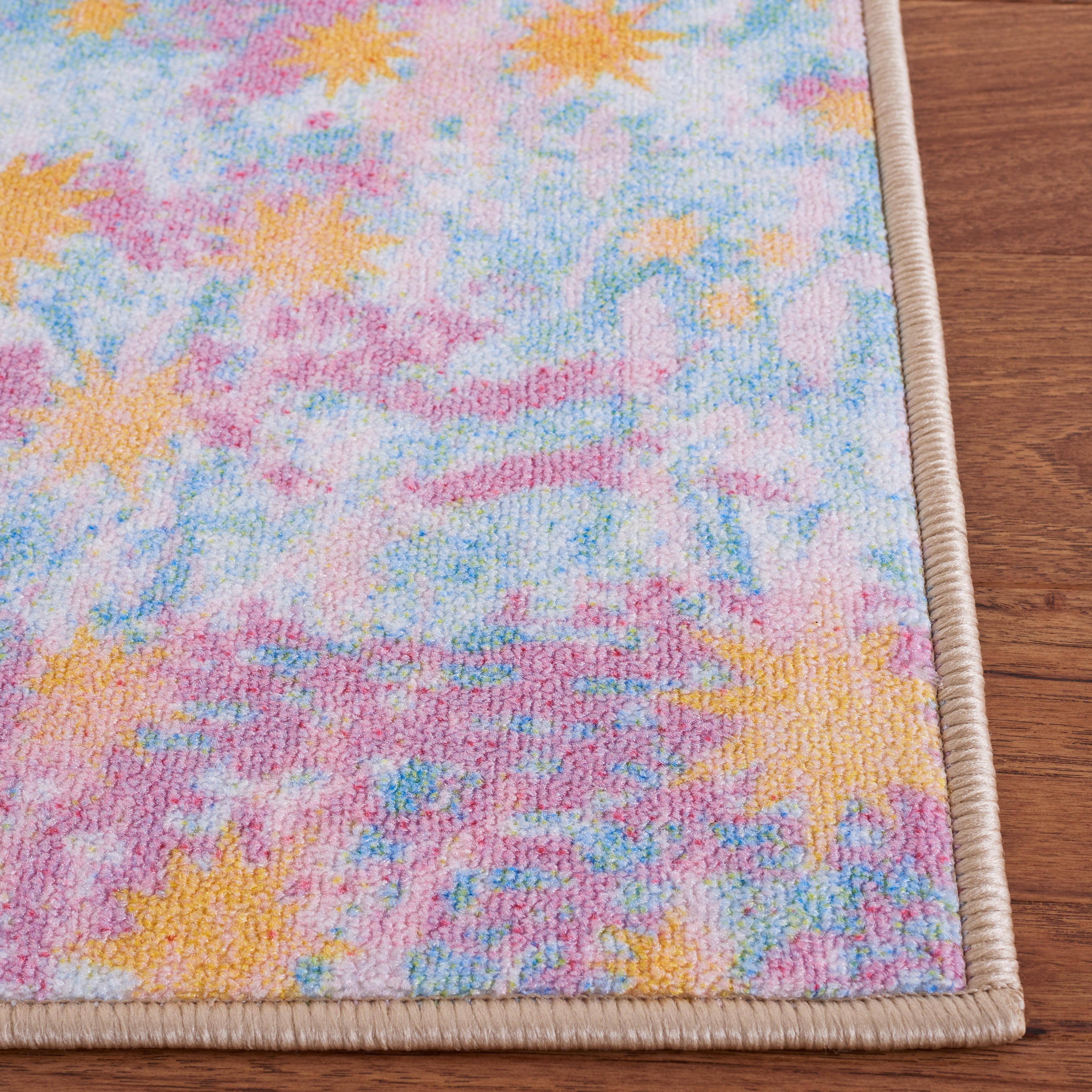 SAFAVIEH Kids Playhouse Stars in the Night Sky Machine Washable Area Rug, Purple/Light Blue, 3'3" x 5'3"