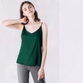 thumbnail image 4 of NeedBo Womens Silk Satin Tank Tops V Neck Camisole Sleeveless Blouses Basic Tank Shirt, Dark Green XL, 4 of 9