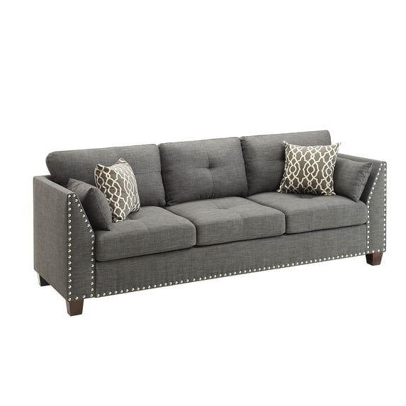 ACME Laurissa Sofa w/4 Pillows in Light Charcoal Linen 52405