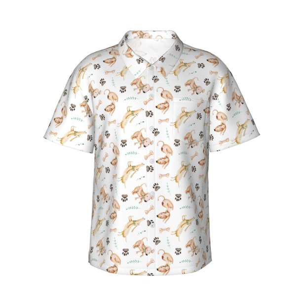 Balery Dachshund Dog Puppy Camisas hawaianas de manga corta para hombre, camisas playeras de corte holgado, camisas de vacaciones con botones,X-Large