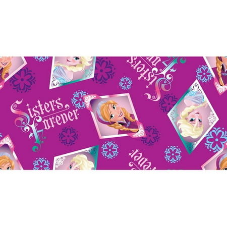 Disney Frozen Sisters Forever Floral Badge Toss Fabric, 43/44" Wide, Sold by the Yard