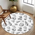 thumbnail image 3 of Ocean Conch Nautilus Large Area Rugs for Bedroom Living Room, Soft Non Slip Carpet Bedside Rug, White Black Coastal Beach Shell Round Floor Cover Kitchen Accent Rug 6' for Dining Room/Office, 3 of 9