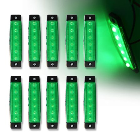 10Pc 3.8" GREEN 6LED Side Marker Indicator Light Truck Trailer Car Clearance 12V