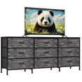 thumbnail image 1 of Yeshouse Cómoda para TV LED de 63" con 8 cajones de tela, estructura de acero e iluminación LED, almacenamiento para TV de hasta 75", ideal para dormitorio y sala de estar, 1 of 9