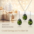thumbnail image 3 of Linawe Imitation Diamond Crystal Costume Jewelry Set for Women, Silver, Peridot Green, 3 of 6