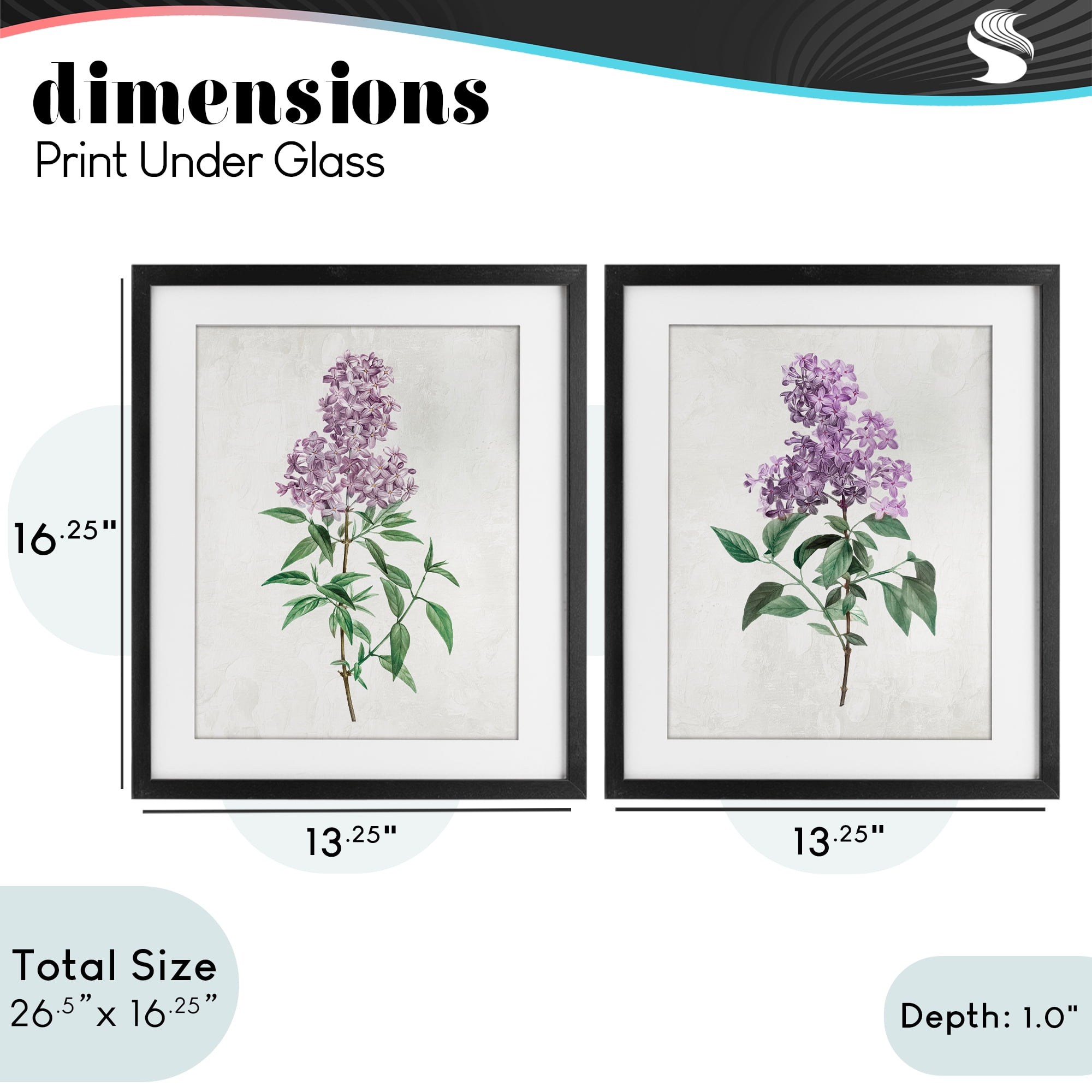 Stupell Industries Herbaceous Lilac Blooms 2 Piece Black Framed Print Under Glass Set, design by Kim Allen