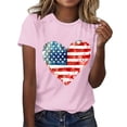 thumbnail image 2 of successthop 4th of July Clothes for Women Heart Flags Summer Shirt Festival T Shirts Crewneck Short Sleeve Tops Pink L, 2 of 4