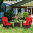 thumbnail image 1 of Gymax Ensemble de Conversation en Rotin pour Patio 3 Pcs Ensemble de Meubles d'Extérieur avec Table Coussins, 1 of 10
