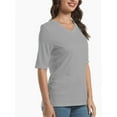 thumbnail image 2 of Women's Short Sleeves T Shirt Casual V Neck Solid Casual Sweatshirt, 2 of 4
