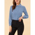 thumbnail image 5 of Unique Bargains Women's Peter Pan Collar Long Sleeve Work Office Shirt M Dusty Blue, 5 of 6