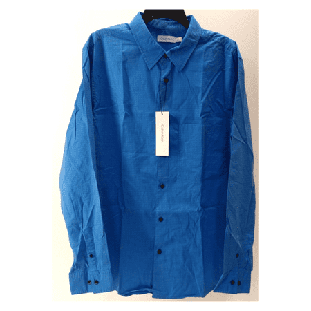 $79.50 Calvin Klein Men's Check Long Sleeves Shirt, Palace Blue, Lg