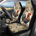 thumbnail image 2 of Binienty Boho Floral Rooster Car Seat Covers Full Set with Matching Automotive Steering Wheel Cover Cloth Armrest Cushion Pad Anti-Scratch Seat Headrest Cover 14 Pieces Vehicle Interior Decor Set, 2 of 7