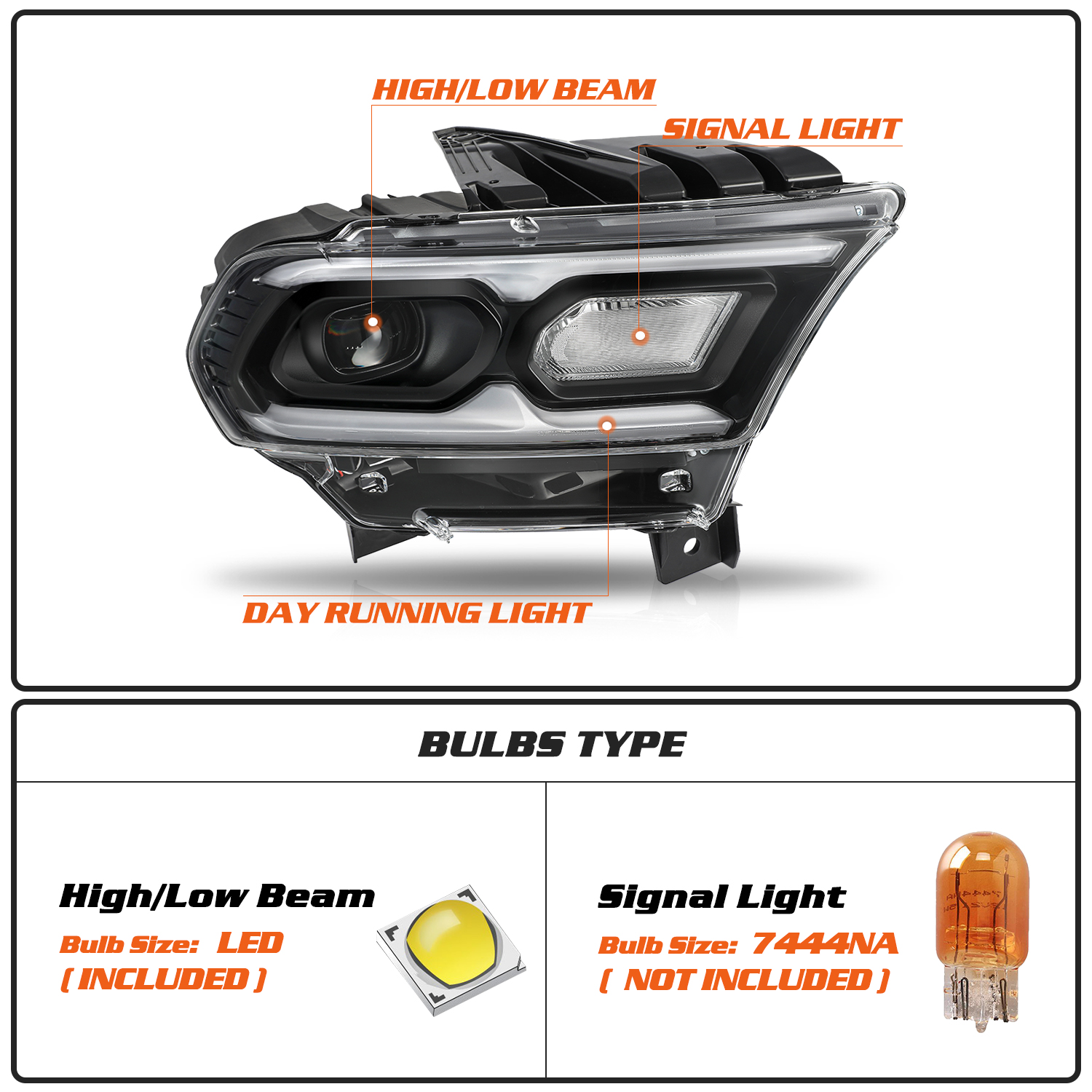 For 2021-2024 Dodge Durango Halogen Turn Signal W/LED Headlights Right Side