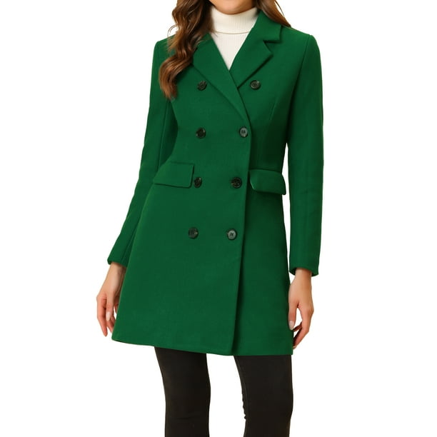 Abrigo de Invierno INSPIRE CHIC para Mujeres con Solapa Muesca y Doble Botonadura Talla L