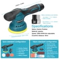 thumbnail image 4 of Polisseuse Excentrique Sans Fil avec Batterie Lithium - Machine de Polissage Compacte 125mm pour Usage Domestique, Contrôle 8 Vitesses, Faible Bruit, Inclut Ensemble d'Accessoires 5 Pcs et Moteur en Cuivre, Idéal pour Entretien de Voiture, 4 of 6