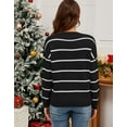 thumbnail image 4 of Women Christmas Sweater Crewneck Ugly Christmas Santa Graphic Lightweight Fall Winter Clothes Long Sleeve Striped knitted Pullover Sweaters Tops for Women Alsol Lamesa, 4 of 5