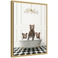 thumbnail image 4 of Kate and Laurel Three Bears in Gray Bathtub on Checker Floor Framed Canvas Wall Art by Amy Peterson 18 x 24 Sylvie Bright Gold, Whimsical, Animals, Bathroom Art for Wall Decor, Living Room, Bedroom, 4 of 8