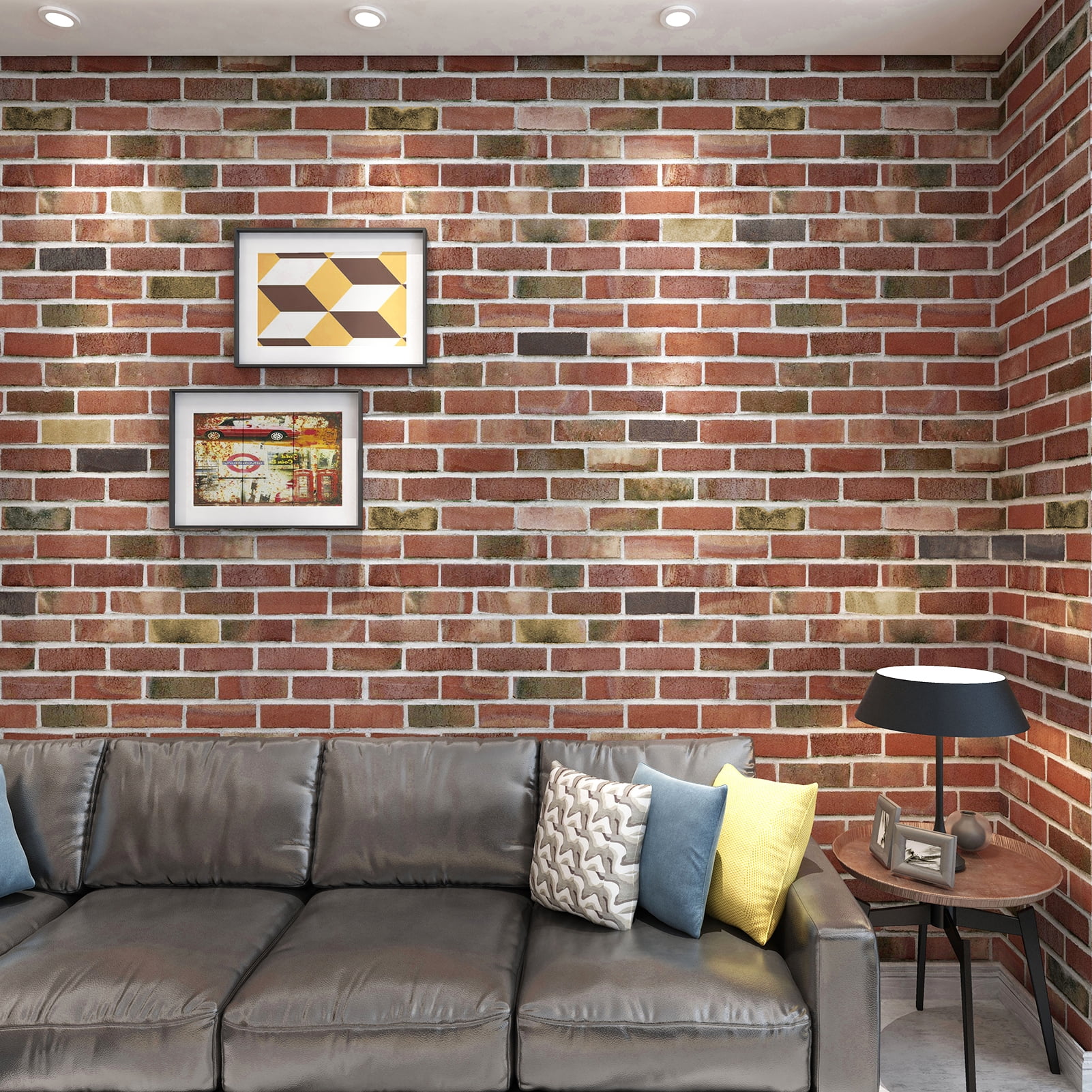 Art3d 20-Pack 105 Sq.Ft Faux Brick 3D Wall Panels Peel and Stick in Red Brown, Self Adhesive Waterproof Foam Wallpaper