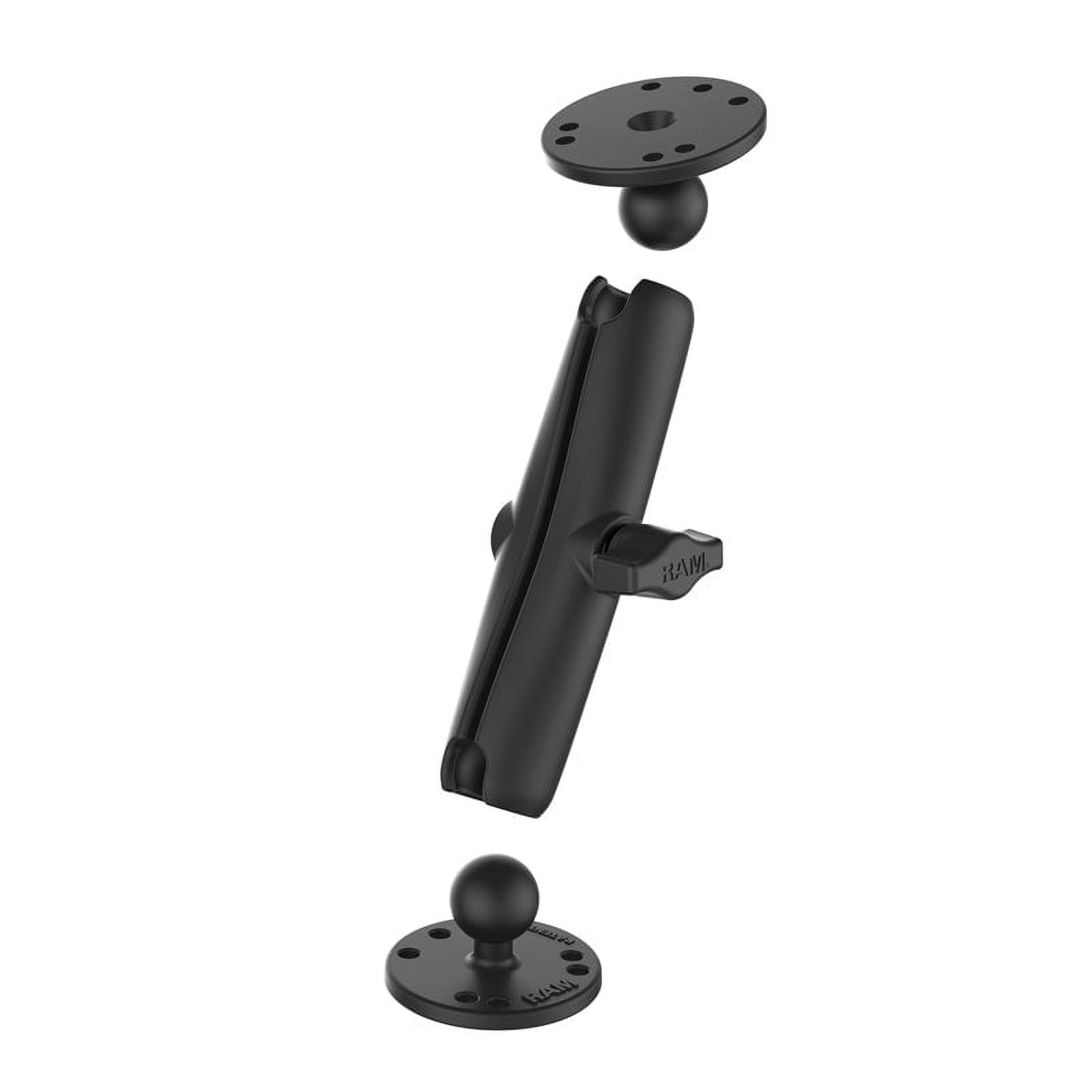 RAM MOUNT LONG DOUBLE SOCKET ARM W/ 2 2.5" ROUND BASES