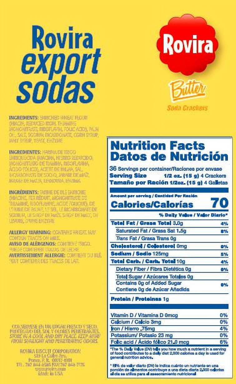 Rovira Export Sodas Butter Crackers, 19.5 oz Box