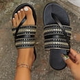 thumbnail image 7 of Summer Large Size New Fish Mouth Line Wind Drill Outside To Wear Flat Beach Female Slippers Sandals for Women 2025 Black 43, 7 of 7
