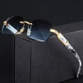 thumbnail image 3 of 2025 New Men's Frameless ThiCKEND PC Lens Metal Hinge Marble Pattern Sunscreen Fashion Glasses Trend Fashion Glasses, 3 of 12