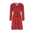 thumbnail image 4 of Fankiway Clair à Manches Longues Robes de Mode Femmes V-Cou à Manches Longues Bandage à Taille Haute Chemise Robe Femmes Robes Grande Taille de Dégagement, 4 of 9