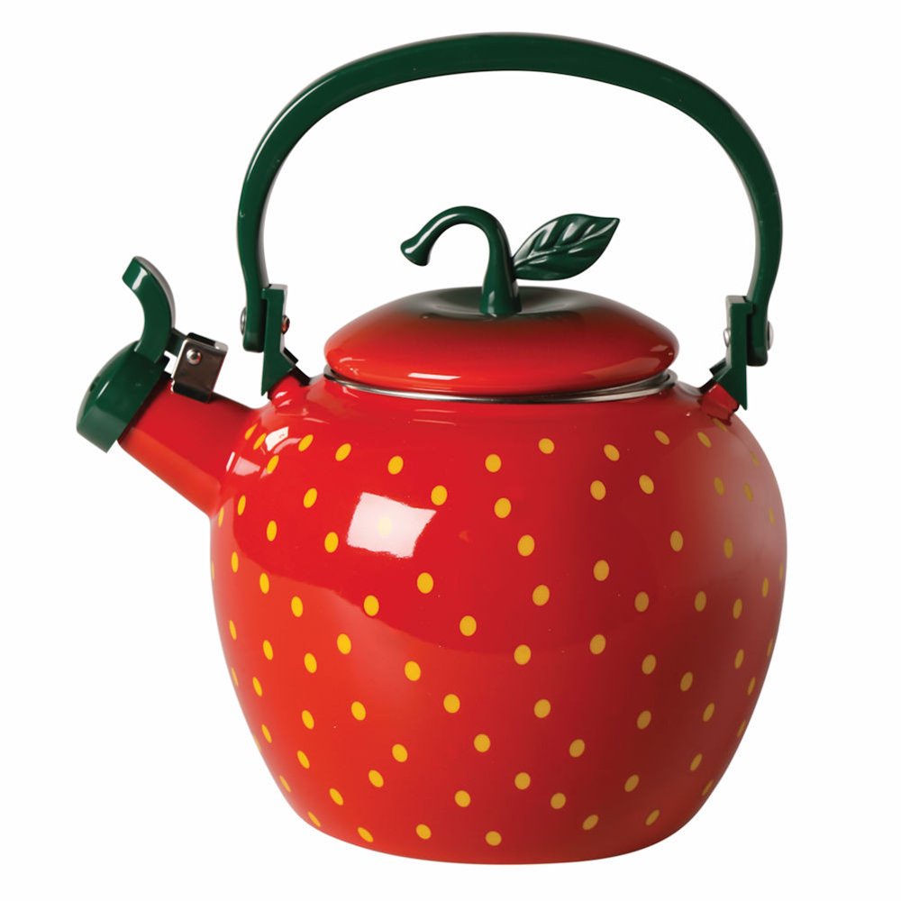 Whistling Fruit Shaped Tea Kettle Enamel Strawberry