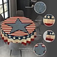 thumbnail image 5 of Vintage Rustic Farmhouse USA American Flag July 4th Memorial Day Patriotic Waterproof Picnic Patio Round Table Cloth 60 Inch Circular Tablecloth for 20-47 Inch Home Dining Room Kitchen, 5 of 6