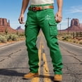 thumbnail image 2 of Western Style Cargo Pants Casual Work Trousers With Multiple Utility Pockets For Outdoor Daily Wear/Green/2XL, 2 of 5