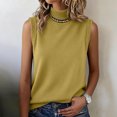 thumbnail image 4 of FRSASU Women's Vest Turtleneck Sleeveless Solid Color Knit Sweater High Neck Summer Casual Pullover Sweater Yellow, 4 of 7