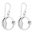 thumbnail image 4 of Dreamy Night Crescent Moon & Star Sterling Silver Dangle Earrings for Female, 4 of 5