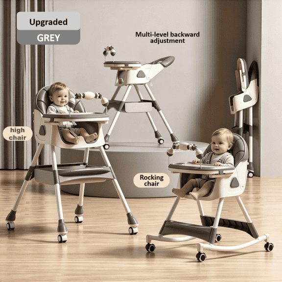 YOUYOVE 6-in-1 Convertible High Chair for Babies and Toddlers, Baby Feeding Chair for abies and Toddlers,Gray
