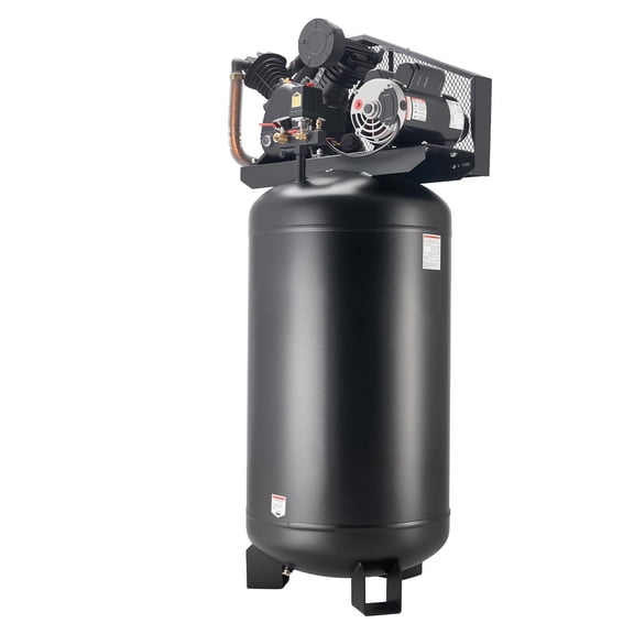 KFFKFF 80-Gallon Industrial Air Compressor, 5HP Motor, 10 SCFM at 90 PSI, Max Pressure 175 PSI, Oil-Lubricated Tank for Manufacturing and Large Workshops (230V, No Plug)