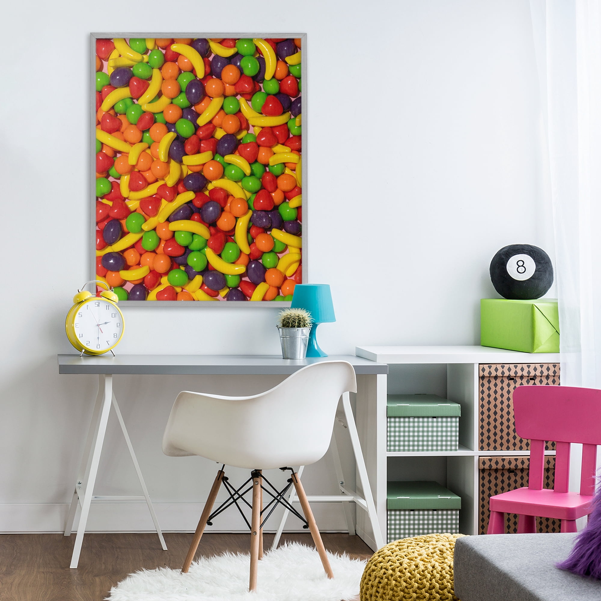 Stupell Industries Retro Assorted Fruit Candy Gray Framed Giclee Art, design by LISH Creative