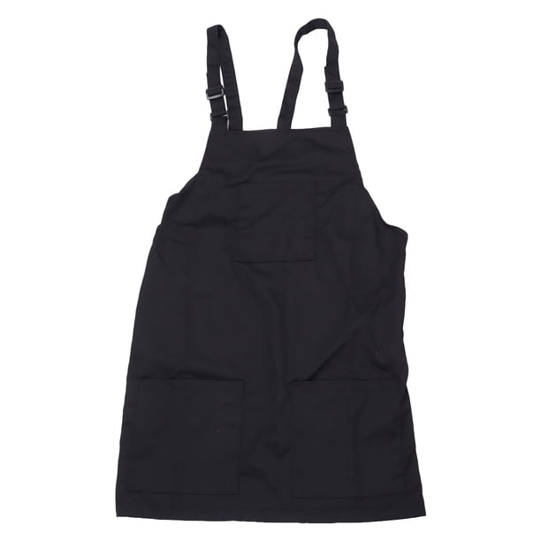 Delantal de cocina Delantal negro Bolsillos de poliéster Correa ajustable Delantal unisex para el hogar Comercial Cafetería Restaurantes