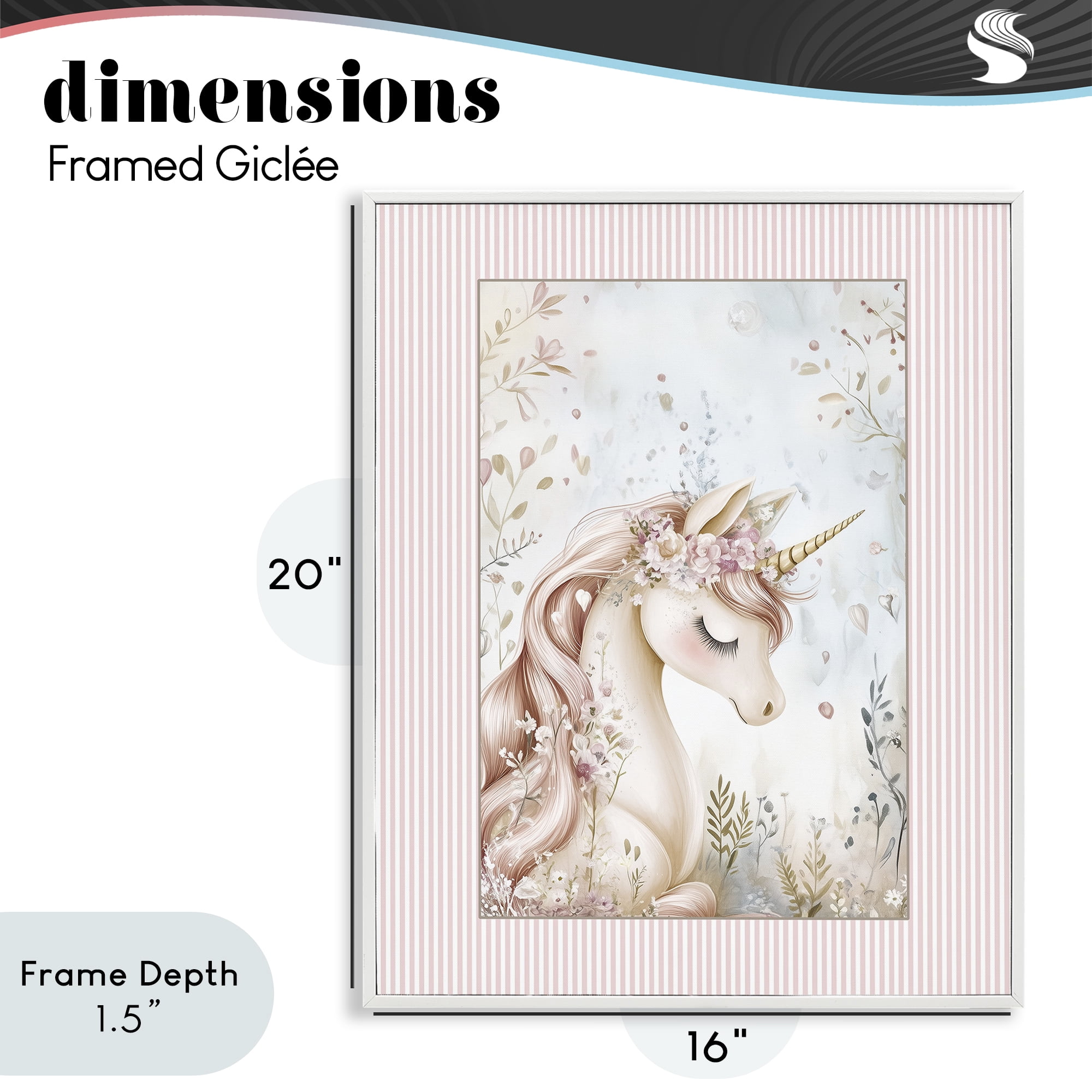 Stupell Industries Enchanted Dreams Unicorn White Framed Giclee Art, design by Christine Simpson Art