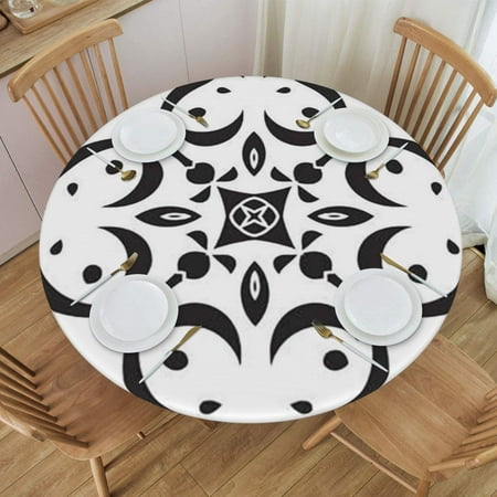 

Mandala Vintage Floral White and Black Wipeable Tablecloth for Kitchen Parties and Holidays 45 -56 24jl16caA18