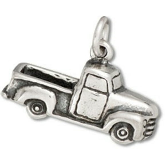 Sterling Silver 16" .8mm Box Chain 3D Old Pick Up Truck Pendant Necklace