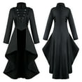 thumbnail image 2 of Tiweut Casual Jackets Womens Tailcoat Halloween Gothic Costume Button Long Sleeve Stand Collar Corset Coat Blouses Black,L, 2 of 4