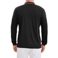 thumbnail image 3 of Camisa polo de golf de negocios de manga larga de color sólido para hombre, ajuste regular, negra, 3 of 6