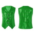 thumbnail image 7 of Aislor Kids Girls Sequined Vest Jacket Waistcoat Button Closure for Hip-Hop Jazz Dance Stage Performance Dark Green 17-18, 7 of 7