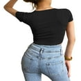 thumbnail image 3 of Crop Tops for Women Summer Cute Solid Slim Fit Cropped Tank Tops Basic T Shirt, 3 of 6
