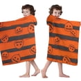 thumbnail image 4 of Halloween Striped Pumpkin Pattern Hooded Bath Towel，50"x30" for Ages 3 To 12 Kids, Quick Dry Lightweight Soft Microfiber Hood Beach Towel Cover Up for Kids, 4 of 7