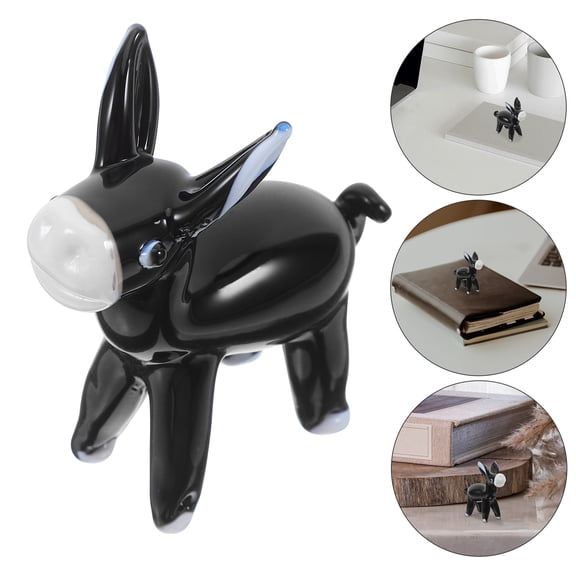 Worgeous Hand Blown Donkey Figurine Miniature Ornament Unique Glass Art Animal for Home Decor Animal Sculpture for Desktop Decoration