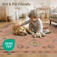thumbnail image 4 of ODIKA 4'x6' Washable Area Rug Warm Terracotta Floral Elegance Intricate Botanical Motif with Ornate Border for Home Office, Under Desk, Non-Slip Chair-Friendly, Flatwoven, 4 of 7