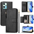 thumbnail image 1 of Funda para OnePlus Nord CE 2 Lite con cremallera tipo cartera, tarjetero, marco de fotos, soporte y cordón, de piel sintética. Negro, 1 of 5