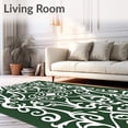 thumbnail image 2 of ODIKA 2'x3' Machine Washable Non-Slip Area Rug, Luxurious Scroll Enchanting Artistic Household Addition High Traffic Rug, Green, 588922, 2 of 7