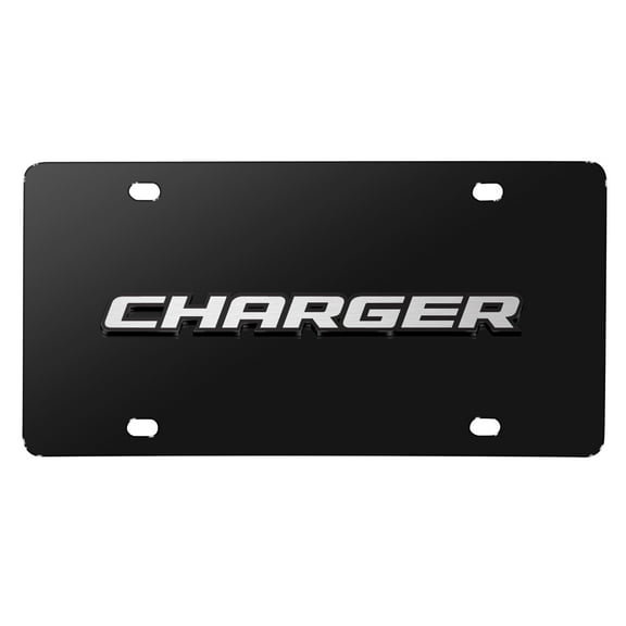 Dodge Charger 3D Nameplate Black Stainless Steel License Plate