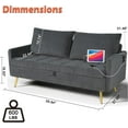 thumbnail image 2 of 60" W Velvet Loveseat Sofa Couch with Storage, Small Love Seat Couches for Bedroom, Living Room, Office, Dorm, Comfy Cushion, 2 USB Charging Ports, Dark Grey, 2 of 6